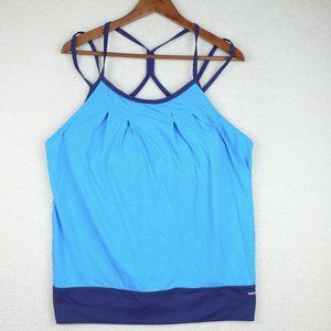 Merrell Tank Top Womens Medium Blue Striped Racerback Opti Wick Shelf Bra